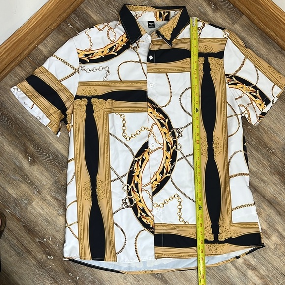 Shein Men's Manfinity Chain Print Shirt & Short Set Size XXL Resortwear Vacation - Picture 4 of 16